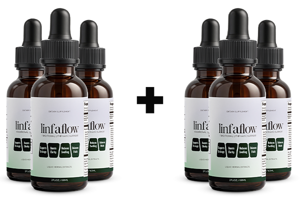 Six Linfaflow lymphatic drainage drops bottles — lowest-price Buy 3 Get 3 Free package